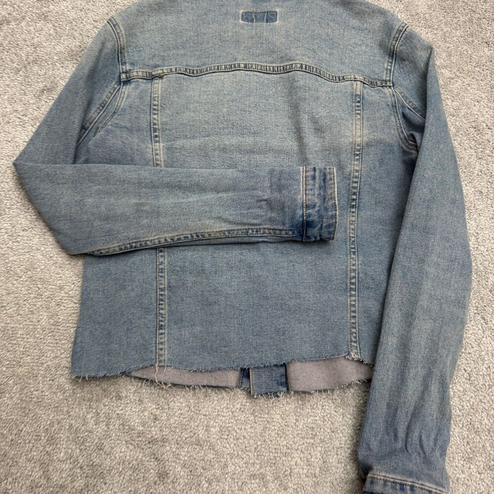 Asos Denim Jacket Womens XS Blue Medium Wash Raw Hem Button Up Trucker Casual - Picture 15 of 16
